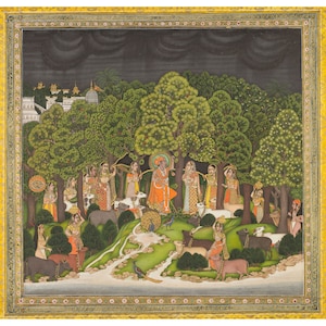 Indian Art : Radha and Krishna Meet in the Forest During a Storm (c. 1770) - Giclee Fine Art Print