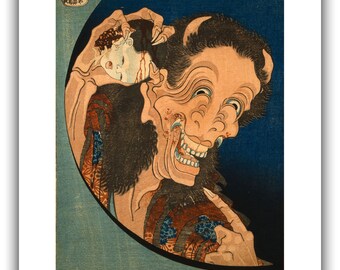 葛飾北斎：笑う鬼（1830年） - ジクレー版画 - Etsy 日本