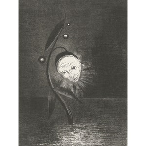 Odilon Redon : The Flower of the Swamp, a Head Human and Sad 1885 Giclee Fine Art Print image 1