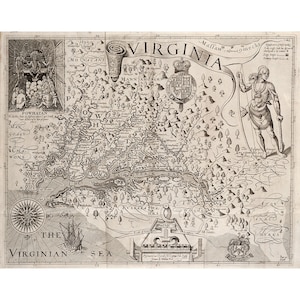 Captain John Smith : Map of Virginia (1612) - Giclee Fine Art Print