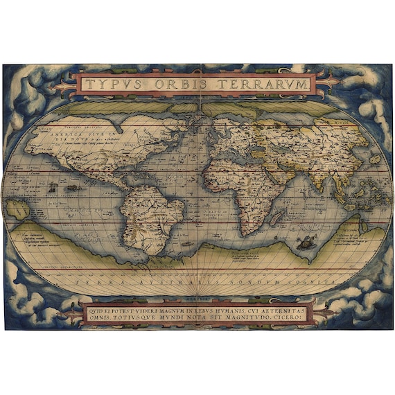 Abraham Ortelius : Typus Orbis Terrarum (map of the World) (1570