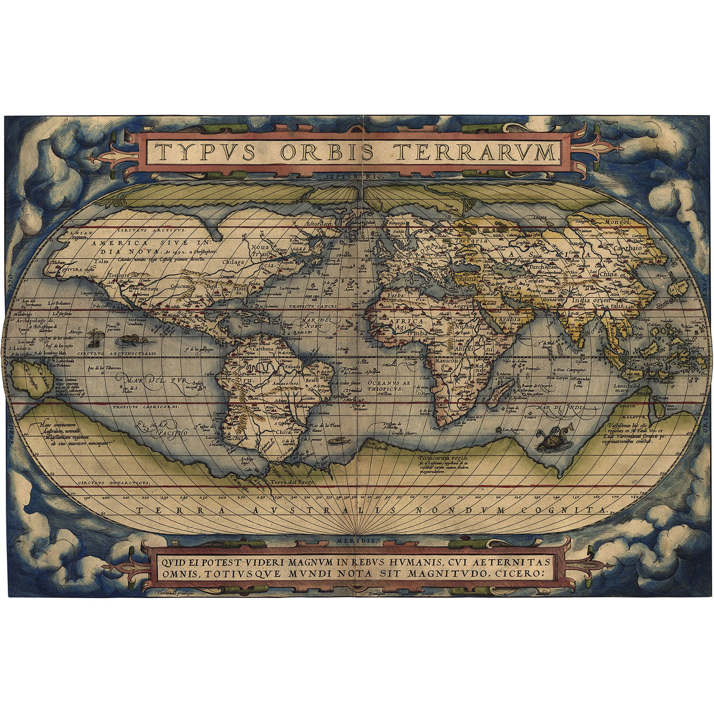 Abraham Ortelius : Typus Orbis Terrarum (map of the World) (1570