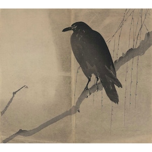 Okuhara Seiko : Krähe auf einem Weidenzweig (ca. 1890) - Giclee Fine Art Print