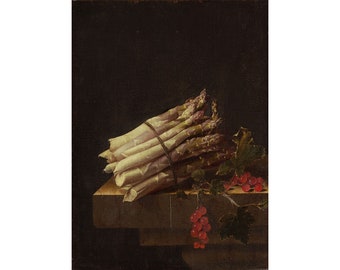 Adriaen Coorte : Still Life with Asparagus and Red Currants (1696) - Giclee Fine Art Print