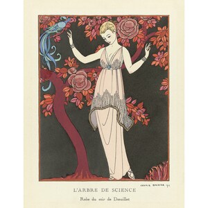 George Barbier : The Science Tree - Evening Dress, from Doeuillet (1914) - Giclee Fine Art Print