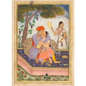 Indische Kunst : Lovers Embracing (c. 1630) - Giclee Fine Art Print