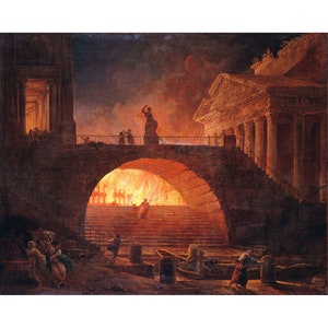 Hubert Robert : The Fire of Rome, 18 July 64 AD - Giclee Fine Art Print
