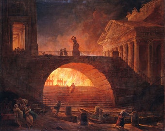Hubert Robert : Der Feuersbrunst von Rom, 18 Juli 64 AD - Giclee Fine Art Print