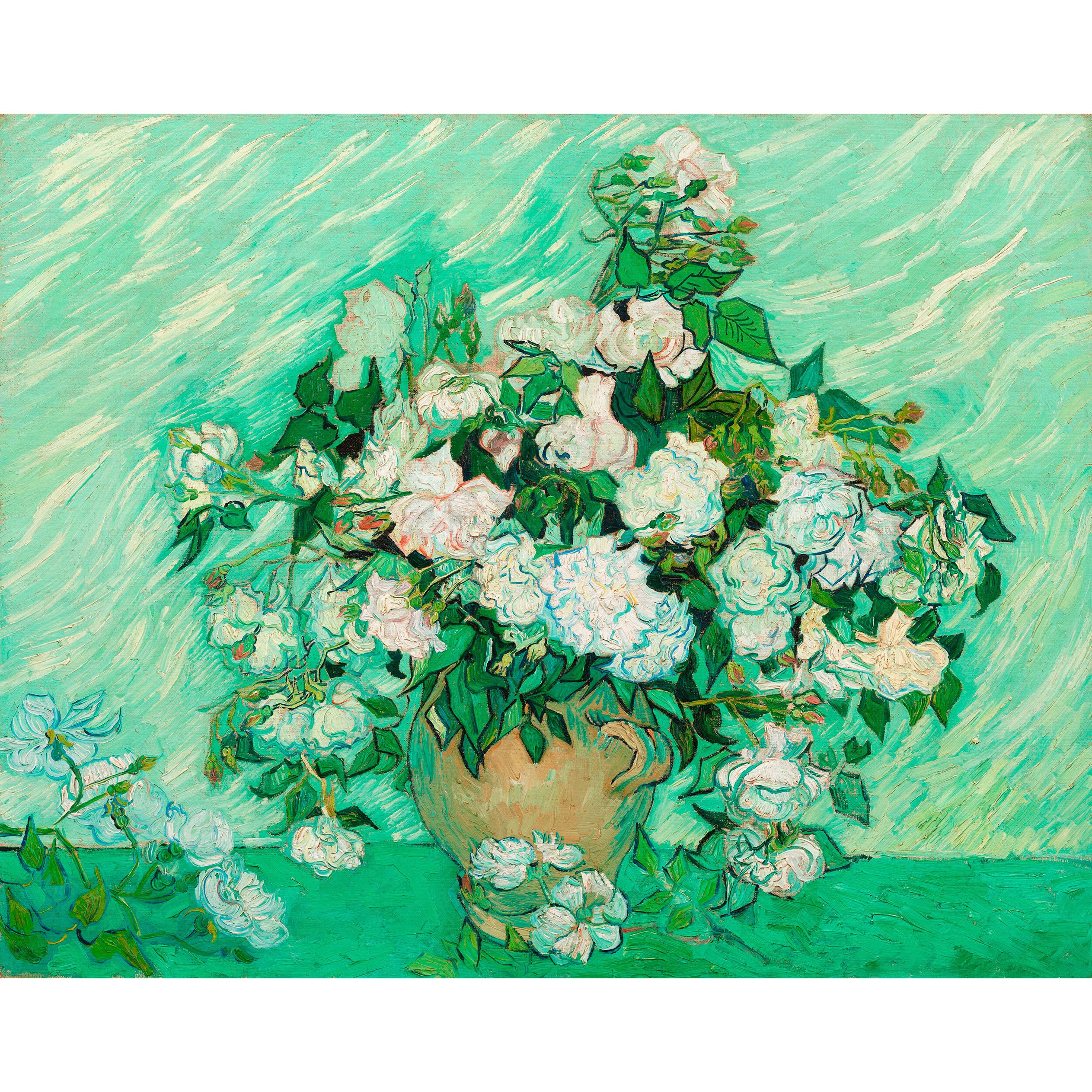 フィンセント・ファン・ゴッホ：静物画 - ピンクのバラが入った花瓶