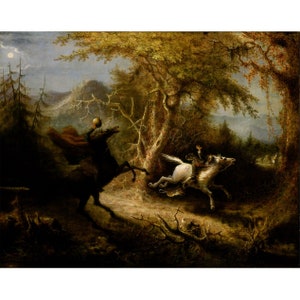John Quidor : The Headless Horseman Pursuing Ichabod Crane (1858) - Giclee Fine Art Print