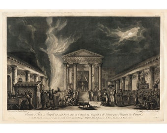 Jean-Claude Richard de Saint Non: El templo de Isis en Pompeya, tal como sería en el año 79 (c. 1781-1786) - Impresión artística Giclée