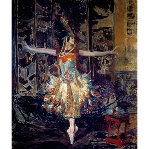 Jacques-Emile Blanche : Russian Dancer Tamara Karsavina in the Ballet &quot;Fire Bird&quot; (1909) - Giclee Fine Art Print