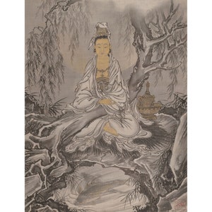 Kawanabe Kyosai : White-Robed Kannon (c. 1887) - Giclee Fine Art Print
