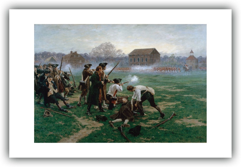 William Barnes Wollen : The Battle of Lexington, 19th April 1775 1910 Giclee Fine Art Print 20 x 30 inches