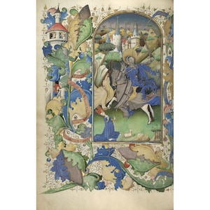 Master of Guillebert de Mets Illumination : Saint George and the Dragon (c. 1450-1455) - Giclee Fine Art Print
