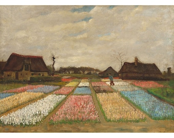 Vincent van Gogh : Parterres de fleurs en Hollande (champs de bulbes) (1883) - Giclee Fine Art Print