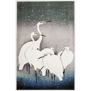 Ohara Koson : Group of Egrets (undated) - Giclee Fine Art Print