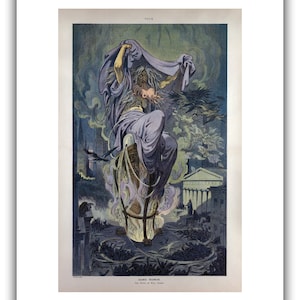 Udo Keppler for Puck Magazine : Dame Rumor The Witch of Wall Street 1909 Giclee Fine Art Print 16 x 20 inches