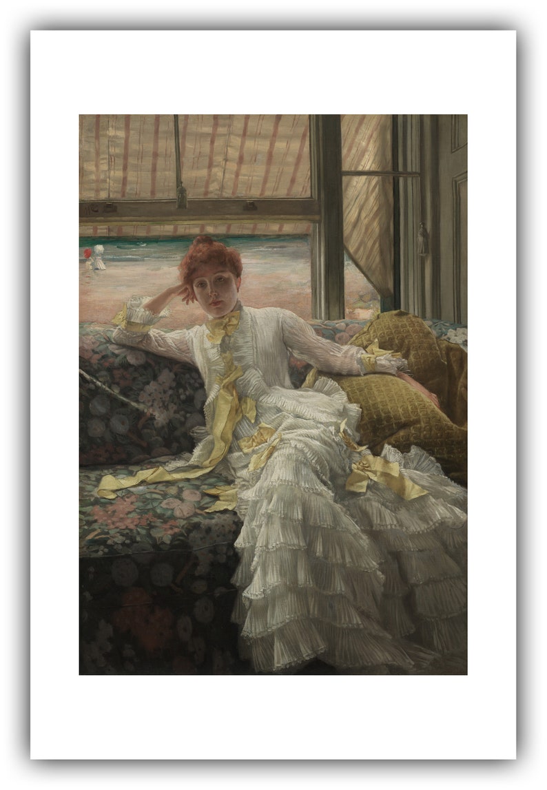 James Tissot : Seaside July Specimen of a Portrait 1878 Giclee Fine Art Print 20 x 30 inches