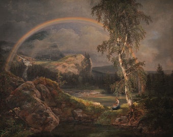 Johan Christian Dahl : Norwegian Landscape with a Rainbow (1821) - Giclee Fine Art Print