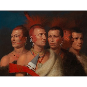 Charles Bird King : Young Omahaw, War Eagle, Little Missouri, and Pawnees (1821) - Giclee Fine Art Print