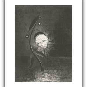 Odilon Redon : The Flower of the Swamp, a Head Human and Sad 1885 Giclee Fine Art Print 20 x 24 inches