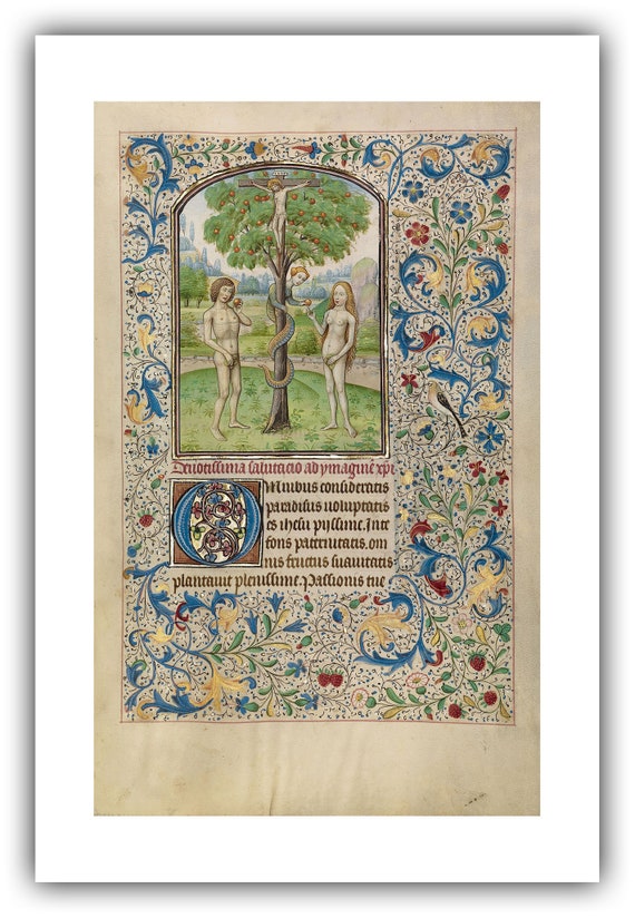 Willem Vrelant Illumination : Adam and Eve Eating the Forbidden