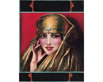 Wladyslaw T. Benda : Exotic Beauty in a Golden Veil (1926) - Giclee Fine Art Print