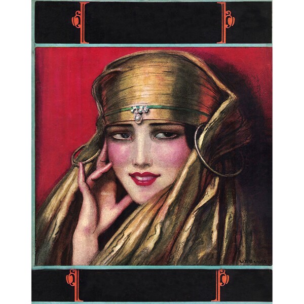 Wladyslaw T. Benda : Beauté exotique dans un voile doré (1926) - Giclee Fine Art Print