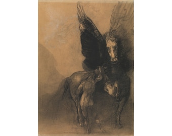 Odilon Redon : Pegasus and Bellerophon (c. 1888) - Giclee Fine Art Print