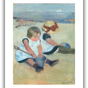 Mary Cassatt : Children Playing on the Beach 1884 Giclee Fine Art Print 24 x 30 inches