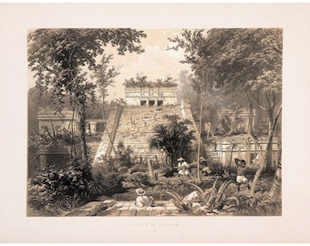 Frederick Catherwood : Castle at Tuloom (Mayan) (Views of Ancient Monuments in Central America, 1844) - Giclee Fine Art Print