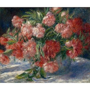 Pierre-Auguste Renoir: pioenrozen (c. 1880)-Giclee Fine Art Print