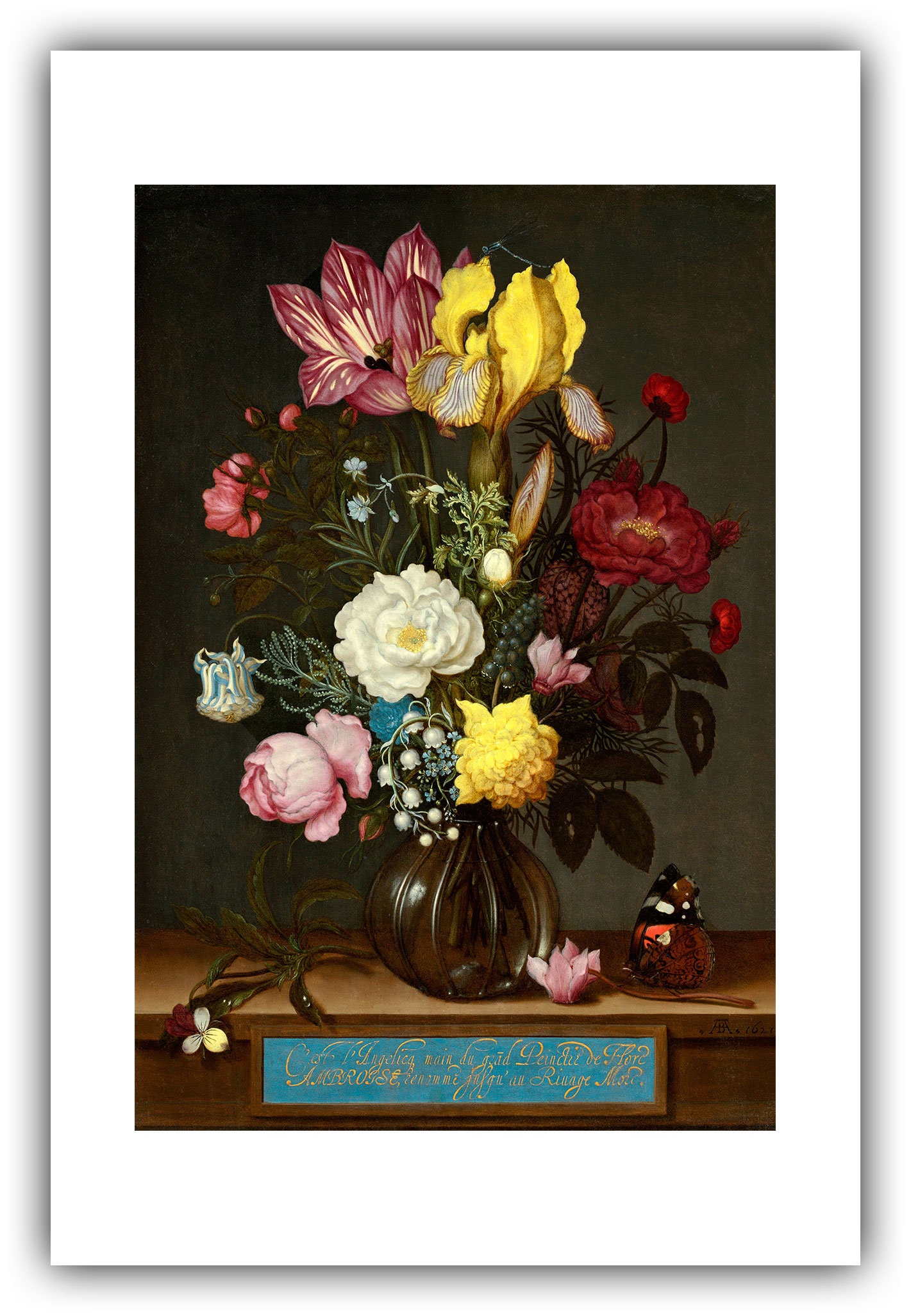 送料無料 ギフト アンブロシウス・ボスハールト：ガラスの花瓶に入った花束（1621 版画