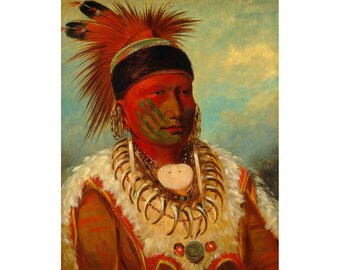 George Catlin : The White Cloud, Head Chief of the Iowas (1845) - Giclee Fine Art Print