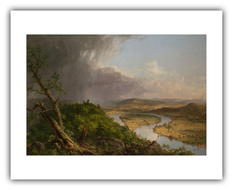 Thomas Cole: Utsikt från Mount Holyoke, Northampton, Massachusetts, efter ett åskväder (Oxbow) (1836) - Giclée-konsttryck 16 x 20 inches