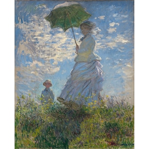 Claude Monet : Woman with a Parasol—Madame Monet and Her Son (1875) - Giclee Fine Art Print