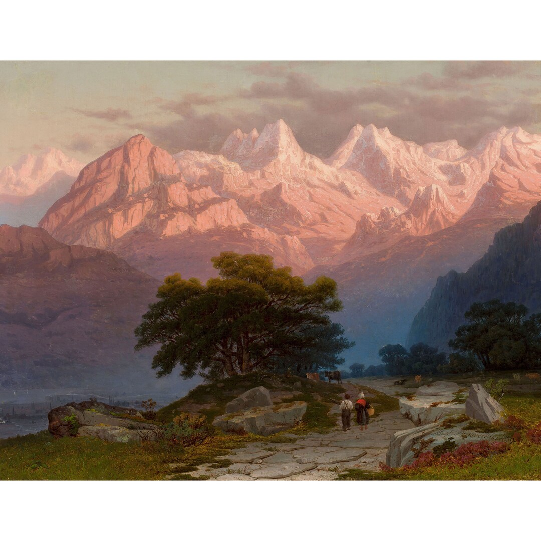 Jozef Marszewski : Mountain Landscape With Staffage (1859