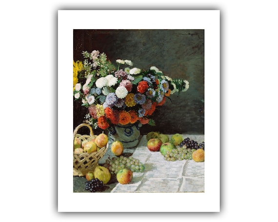 D6050 Claude Monet Still Life with Flowers and Fruit 1869 Hand Painted Museum Quality Oil Painting Reproduction