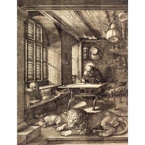 Albrecht Durer Master Print : Saint Jerome in His Study (1514) - Giclee Fine Art Reproduction