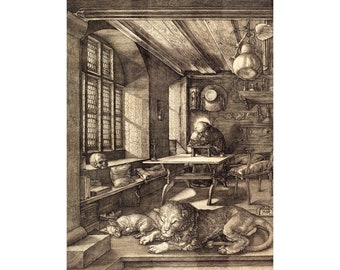 Albrecht Durer Master Print : Heilige Hiëronymus in Zijn Studeerkamer (1514) - Giclee Fine Art Reproductie