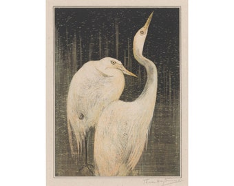 Theo van Hoytema : Two Egrets (c. 1905) - Giclee Fine Art Print
