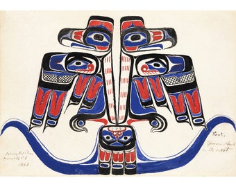 Johnny Kit Elswa (Primeras Naciones, Haida): Koot. Gavilán en su nido (1883) - Giclee Fine Art Print