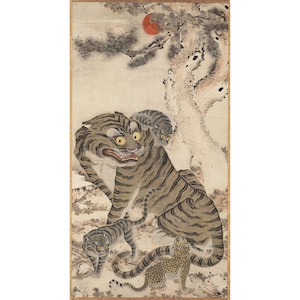 Korean Art : Tiger Family (late 1800s) - Giclee Fine Art Print