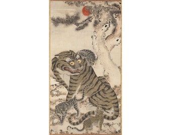 Korean Art : Tiger Family (late 1800s) - Giclee Fine Art Print