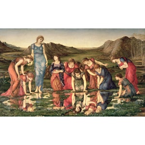 Edward Burne-Jones : The Mirror of Venus (1870-1876) - Giclee Fine Art Print