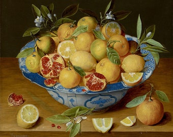 Jacob van Hulsdonck : Still Life with Lemons, Oranges and a Pomegranate (c. 1620-1640) - Giclee Fine Art Print