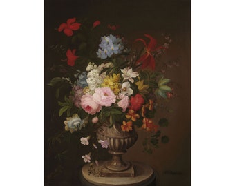 Henry Beyer : Flowers in a Vase (1823) - Giclee Fine Art Print