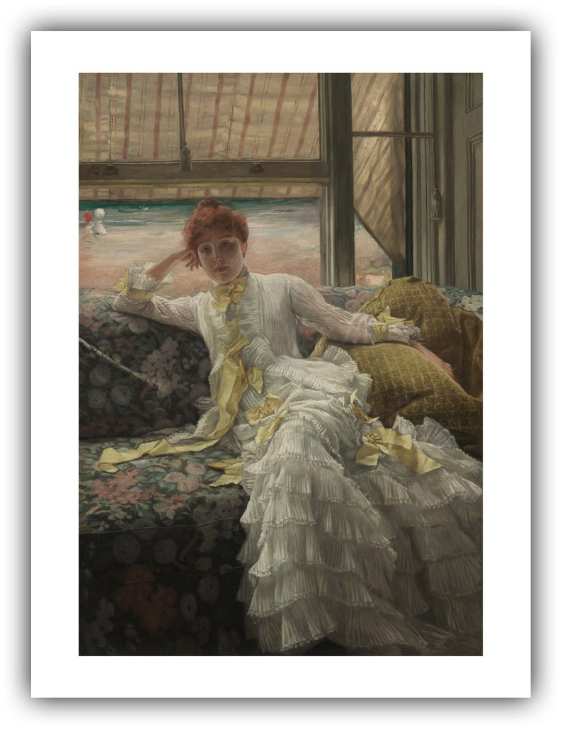 James Tissot : Seaside July Specimen of a Portrait 1878 Giclee Fine Art Print 12 x 16 inches