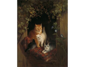 Henriette Ronner-Knip : The Cat at Play (c. 1860-1878) - Giclee Fine Art Print